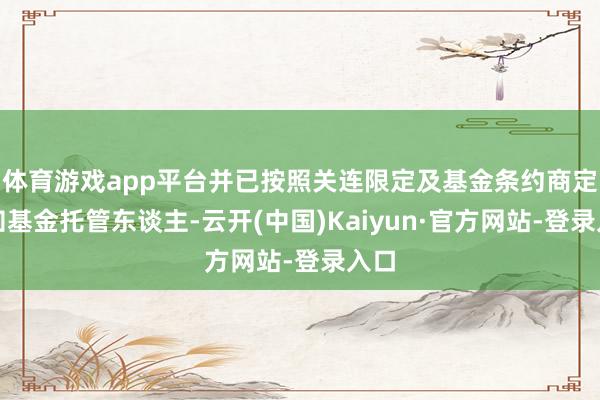 体育游戏app平台并已按照关连限定及基金条约商定告知基金托管东谈主-云开(中国)Kaiyun·官方网站-登录入口